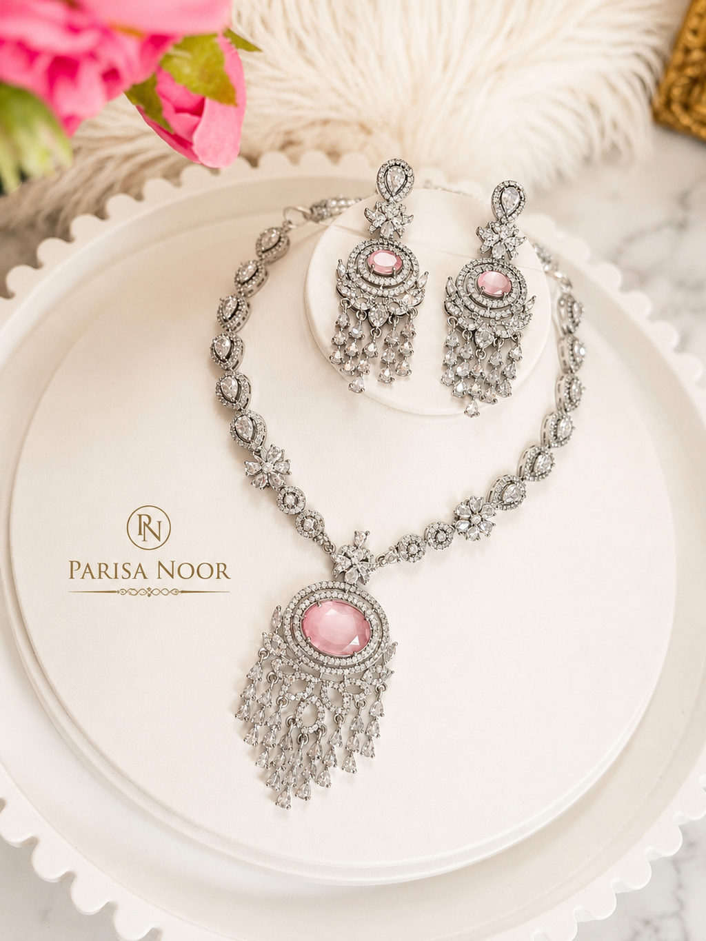 Zunaira Pink AD Designer Necklace Set