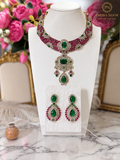 Fariha Premium Designer Victorian AD Moissanite Necklace Set