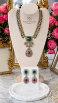 Saharika Oxidised Emerald Pendant Necklace Set