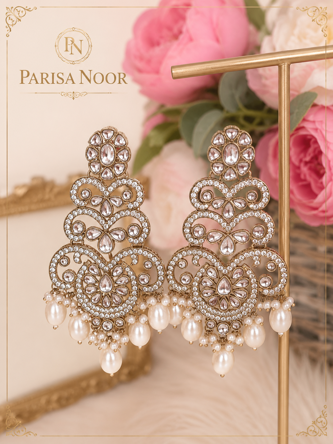 Avira Kundan Pearl Statement Earrings