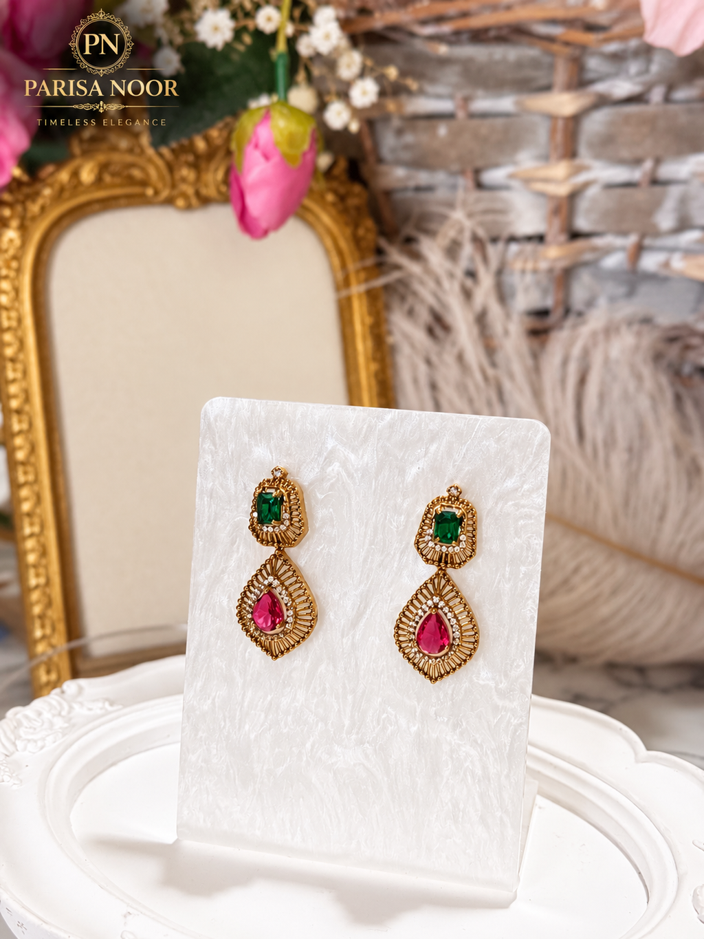 Kashira Multicolour Semi-Long Heritage AD Necklace Set