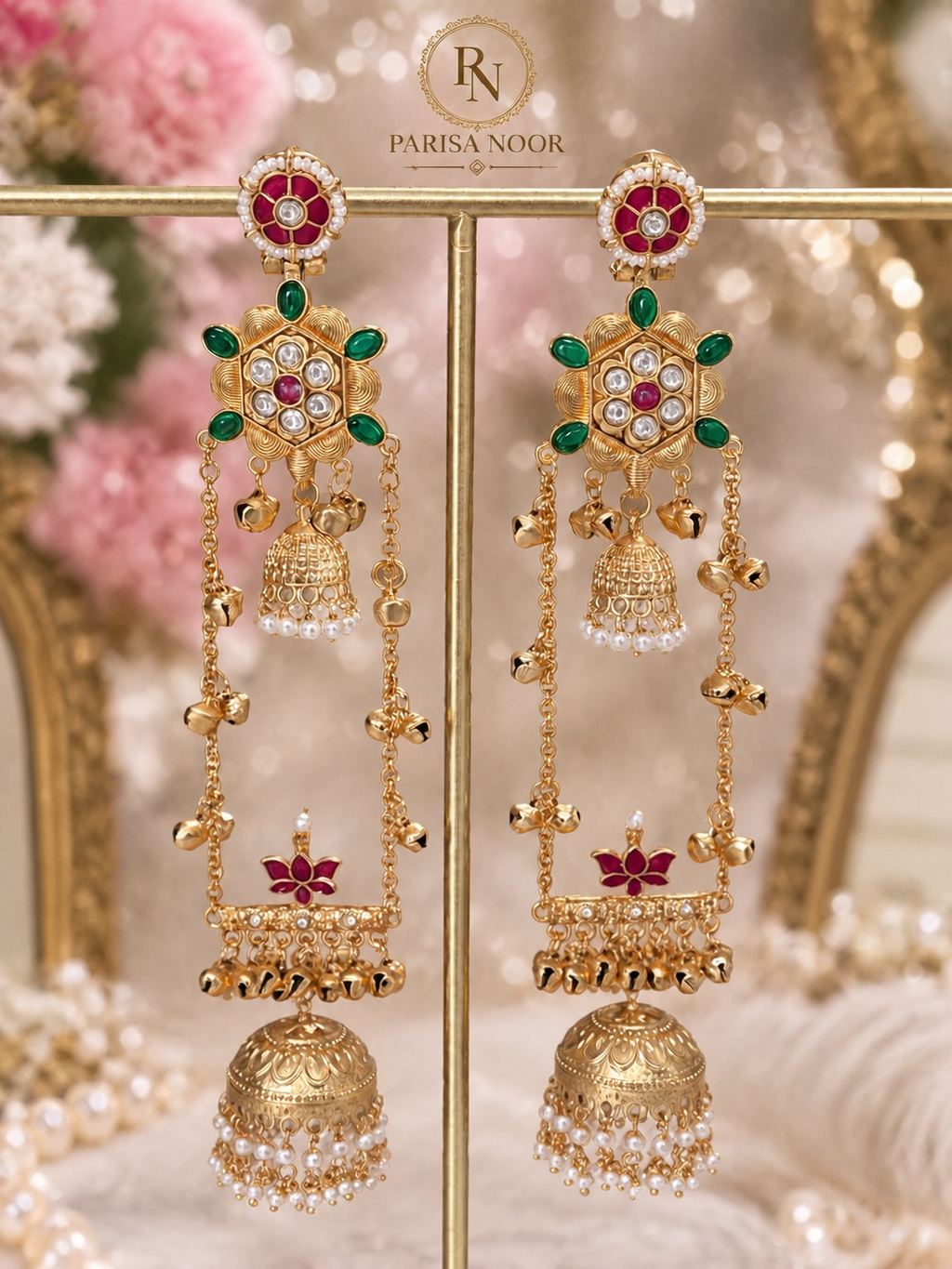 Tarunika Kashmiri Long Ghungru Jhumka Earrings