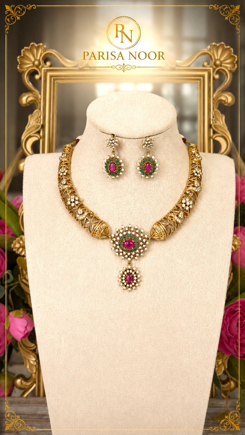 Faiza Luxury Hasli Necklace Set Victorian AD