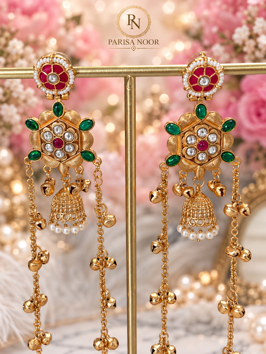 Tarunika Kashmiri Long Ghungru Jhumka Earrings