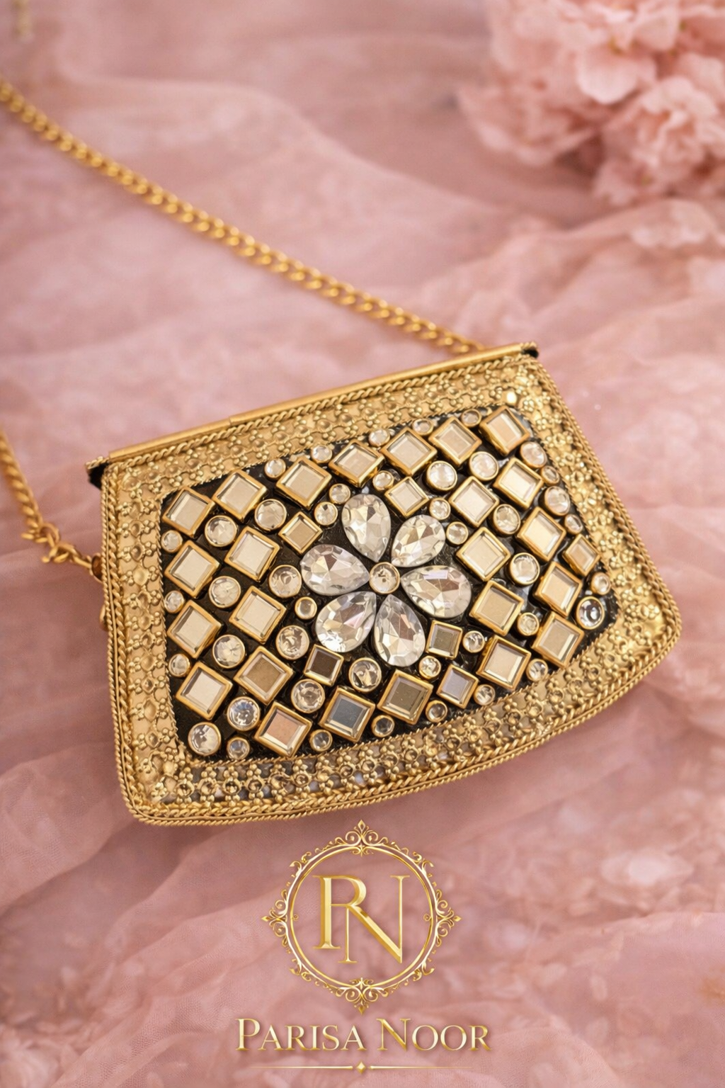 Rashi Kundan Brass Clutch Mini