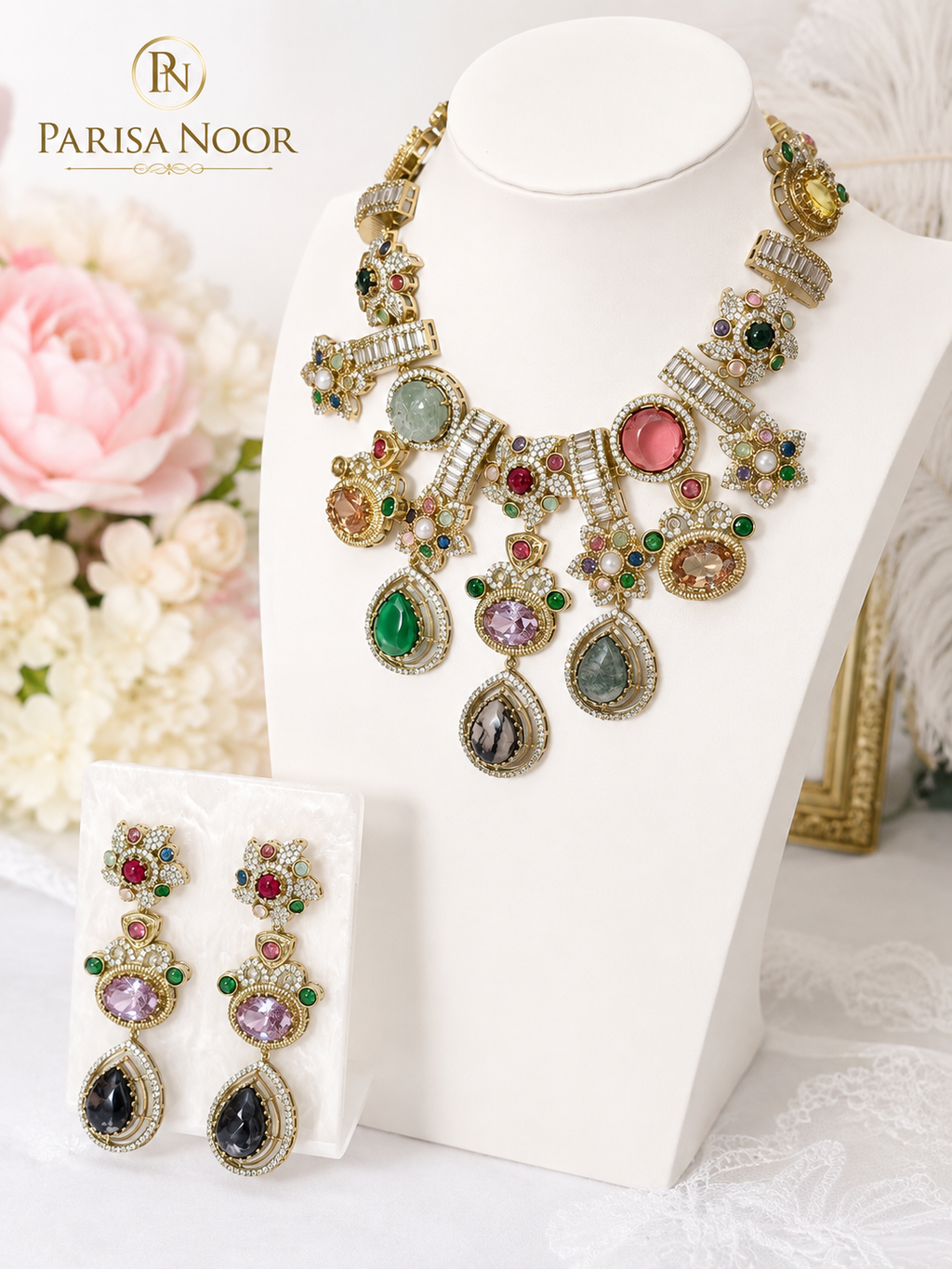 Mehruna Multicolour Heritage Statement Necklace Set