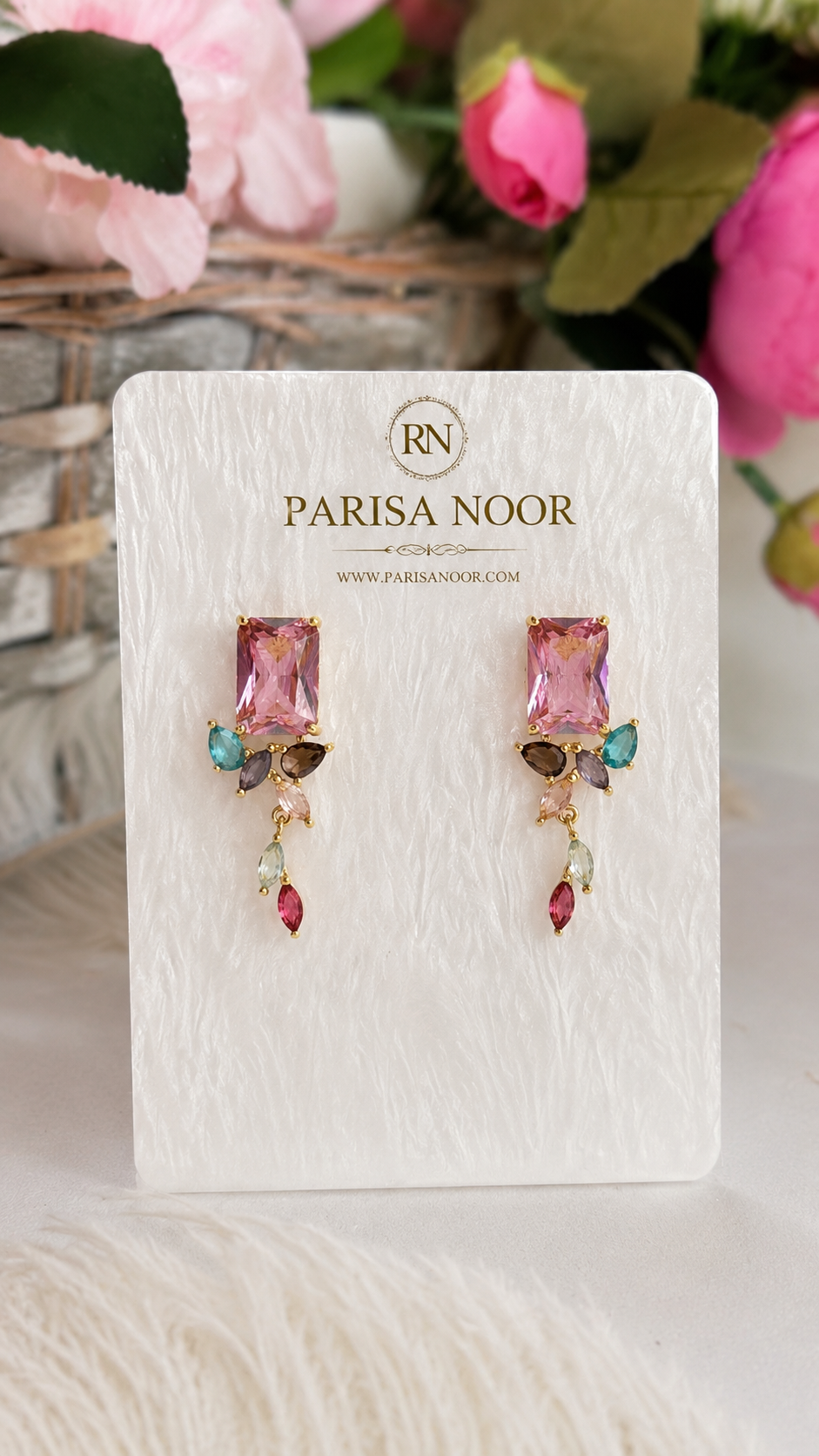 Elowen Pastel Crystal Drop Earrings