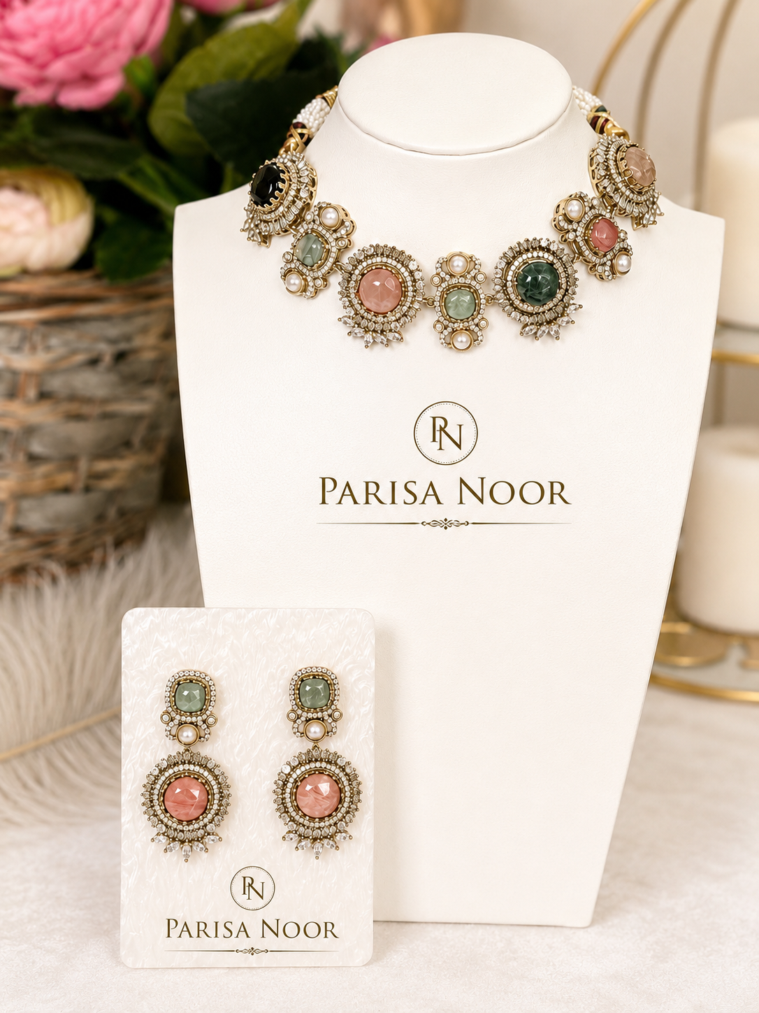 Meherbani Pastel Luxury Designer Necklace Set