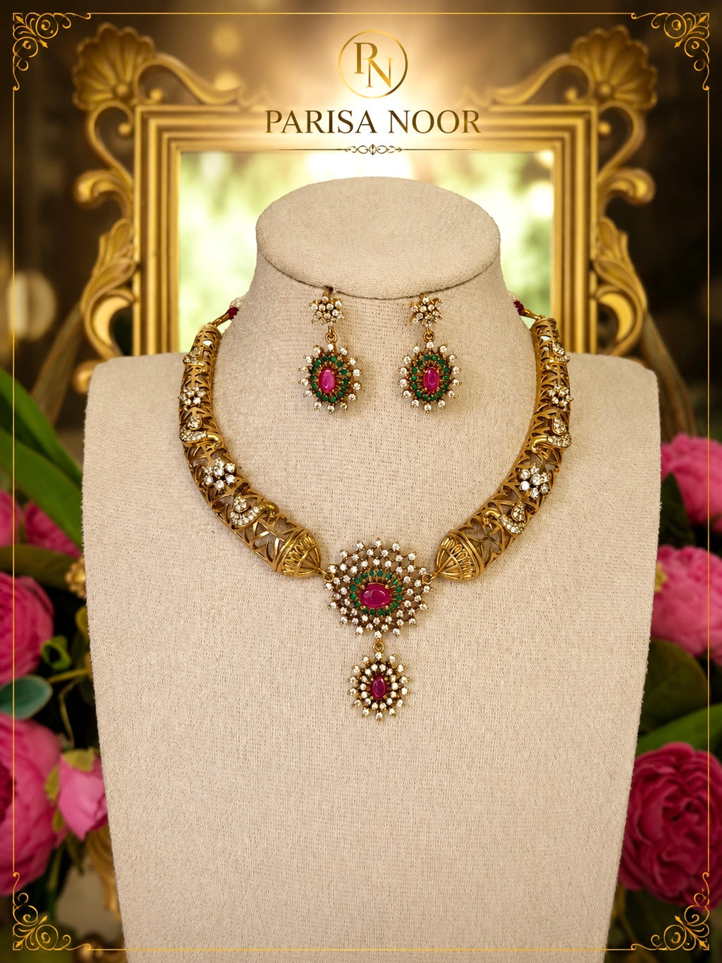 Faiza Luxury Hasli Necklace Set Victorian AD