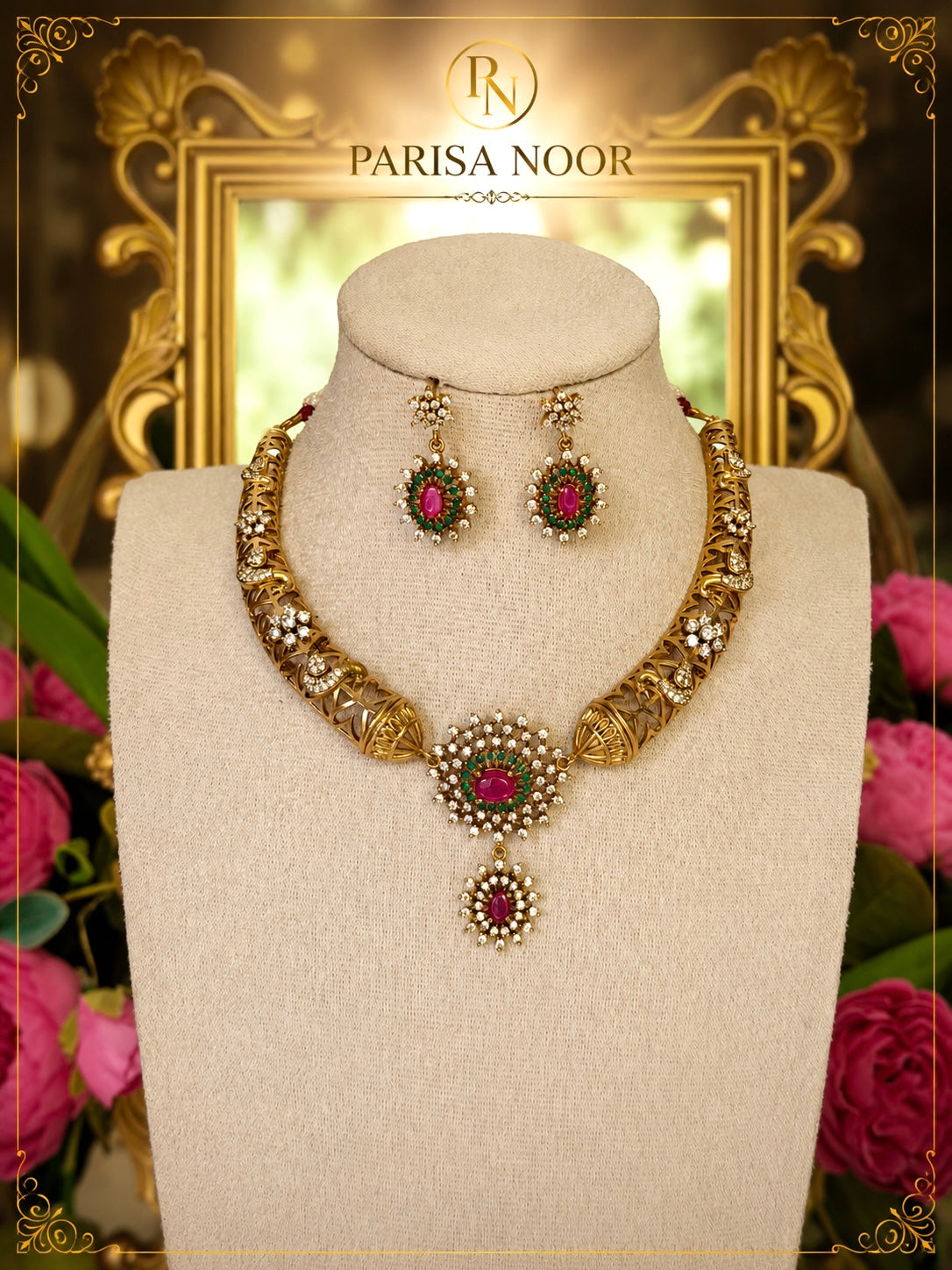 Faiza Luxury Hasli Necklace Set Victorian AD