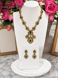 Kashira Green Heritage AD Semi-Long Necklace Set