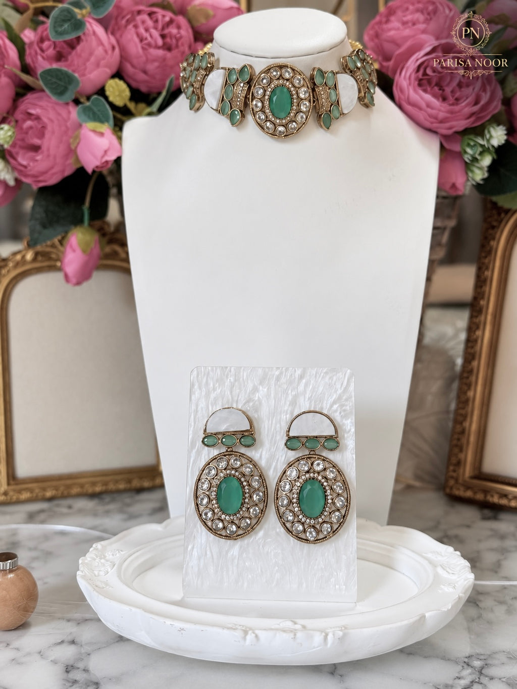 Rosalie Mint Green Designer Choker Set