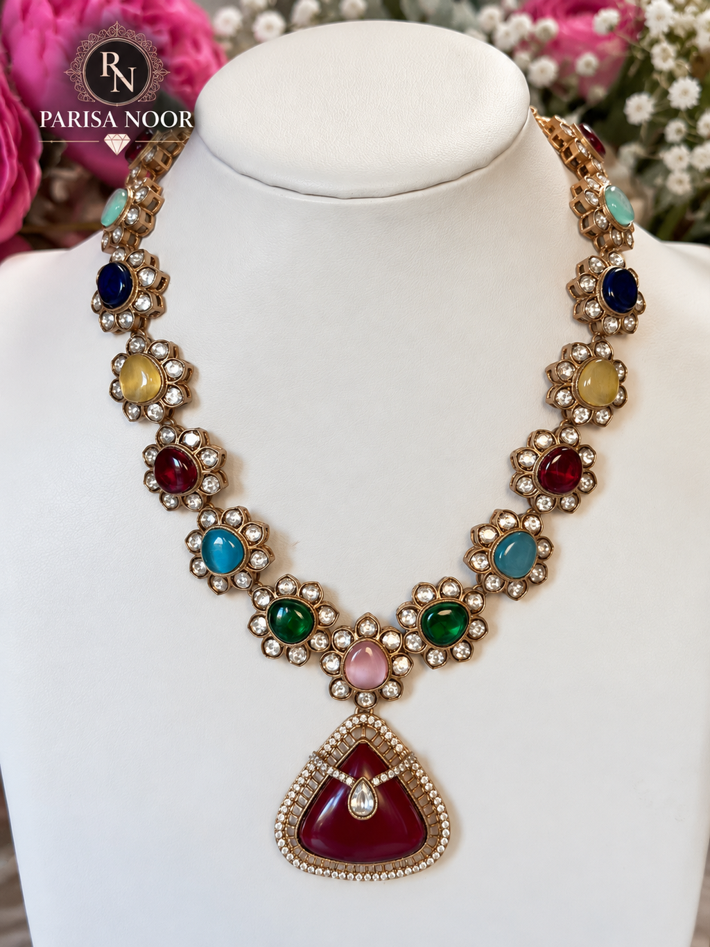 Ravelle Multicolour Kundan Designer Necklace Set