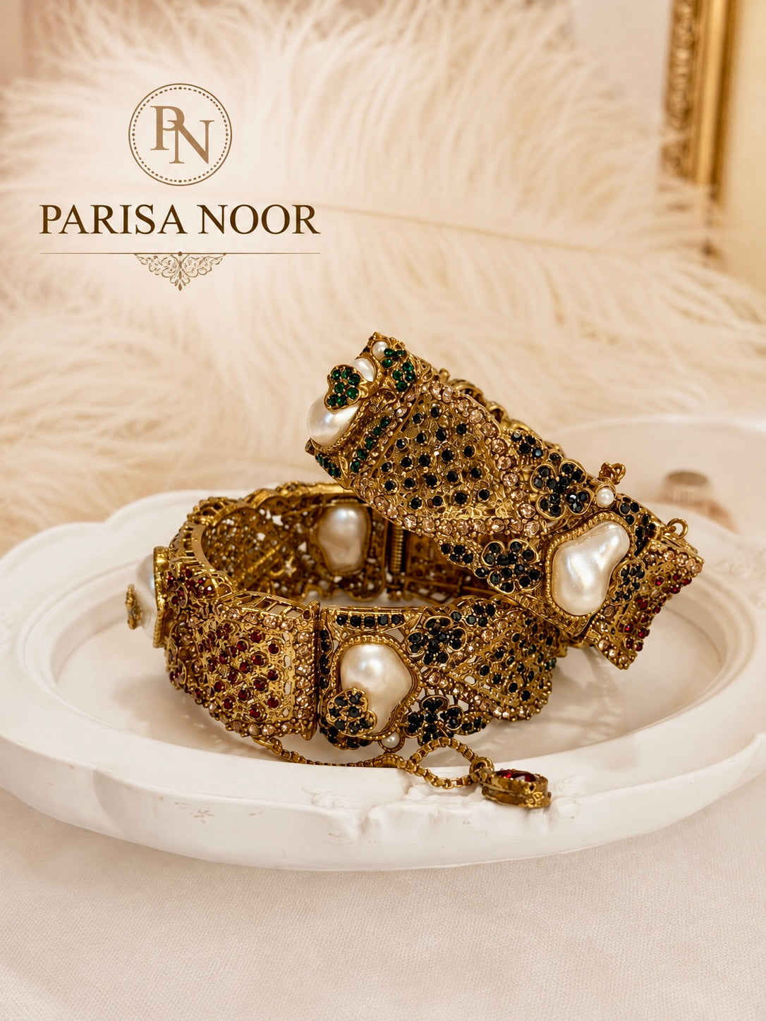 Nehir Multicolour Turkish Pearl Openable Bangle
