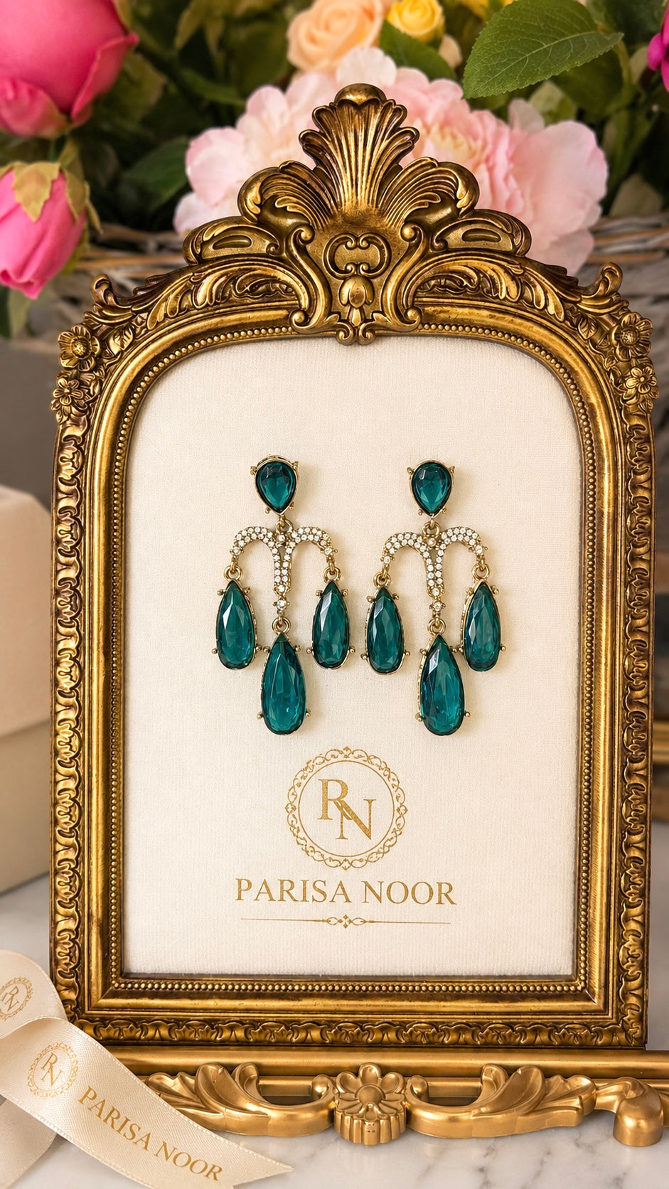 Aleshia Designer Zircone Earrings - Teal