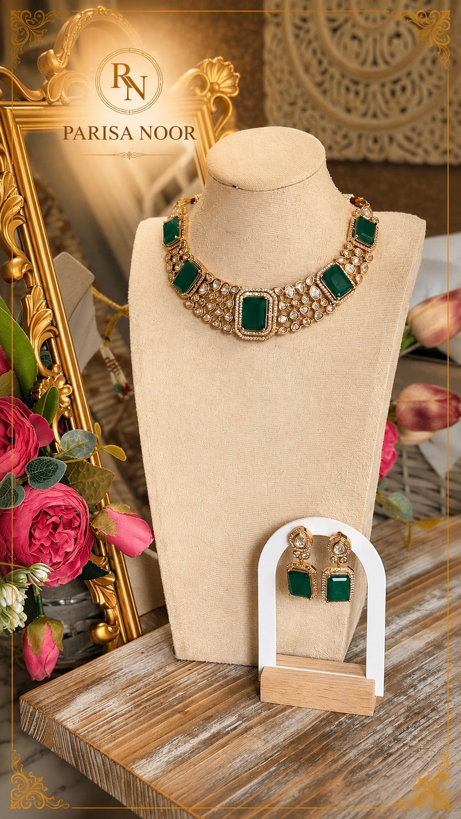 Amani Luxury Emerald Moissanite Necklace Set