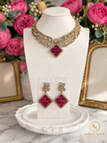 Ruvanya Ruby Red Luxury Designer Necklace Set