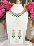 Zahira Emerald Green AD Necklace Set