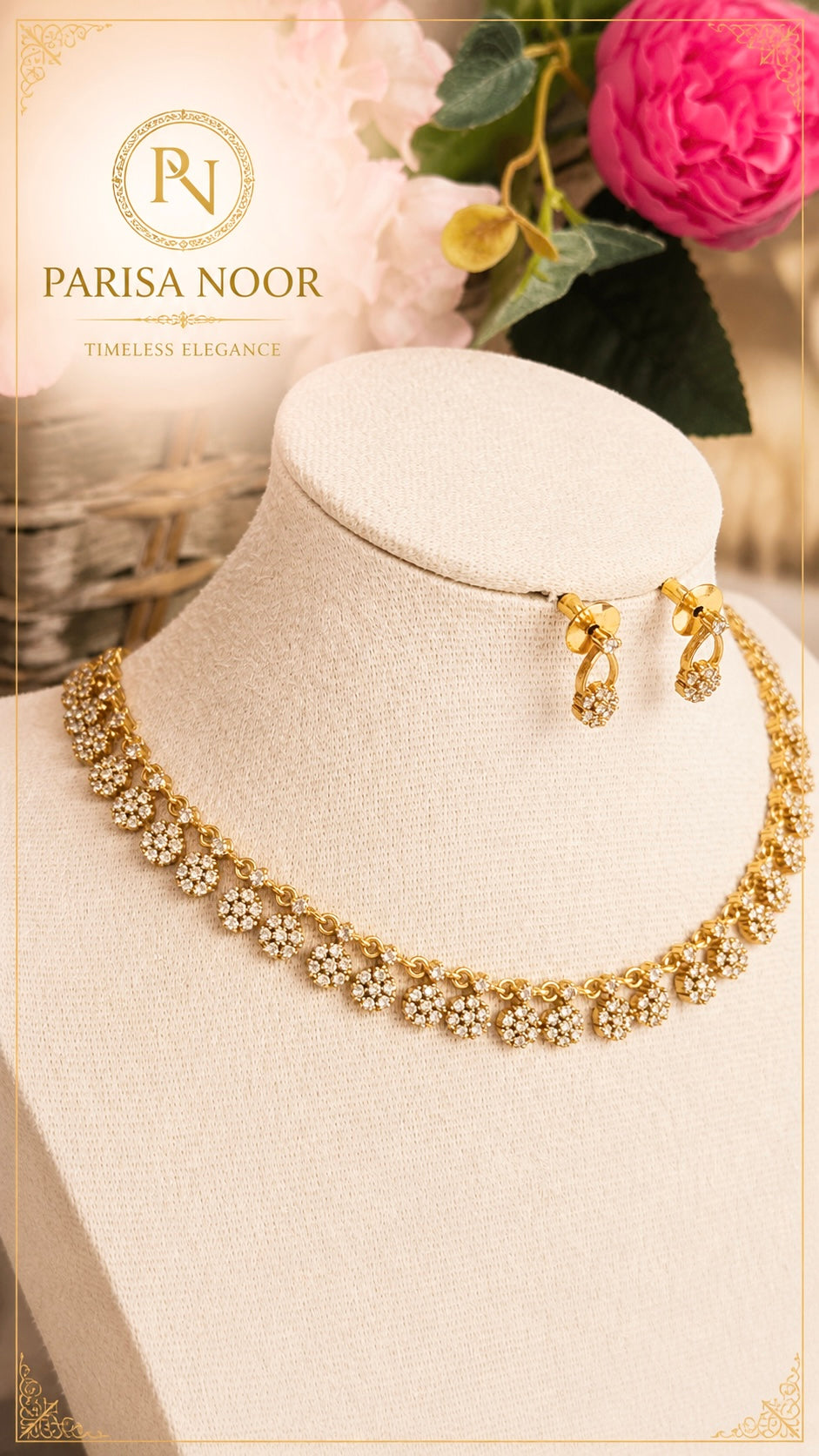Elara Flower Diamond Necklace Set