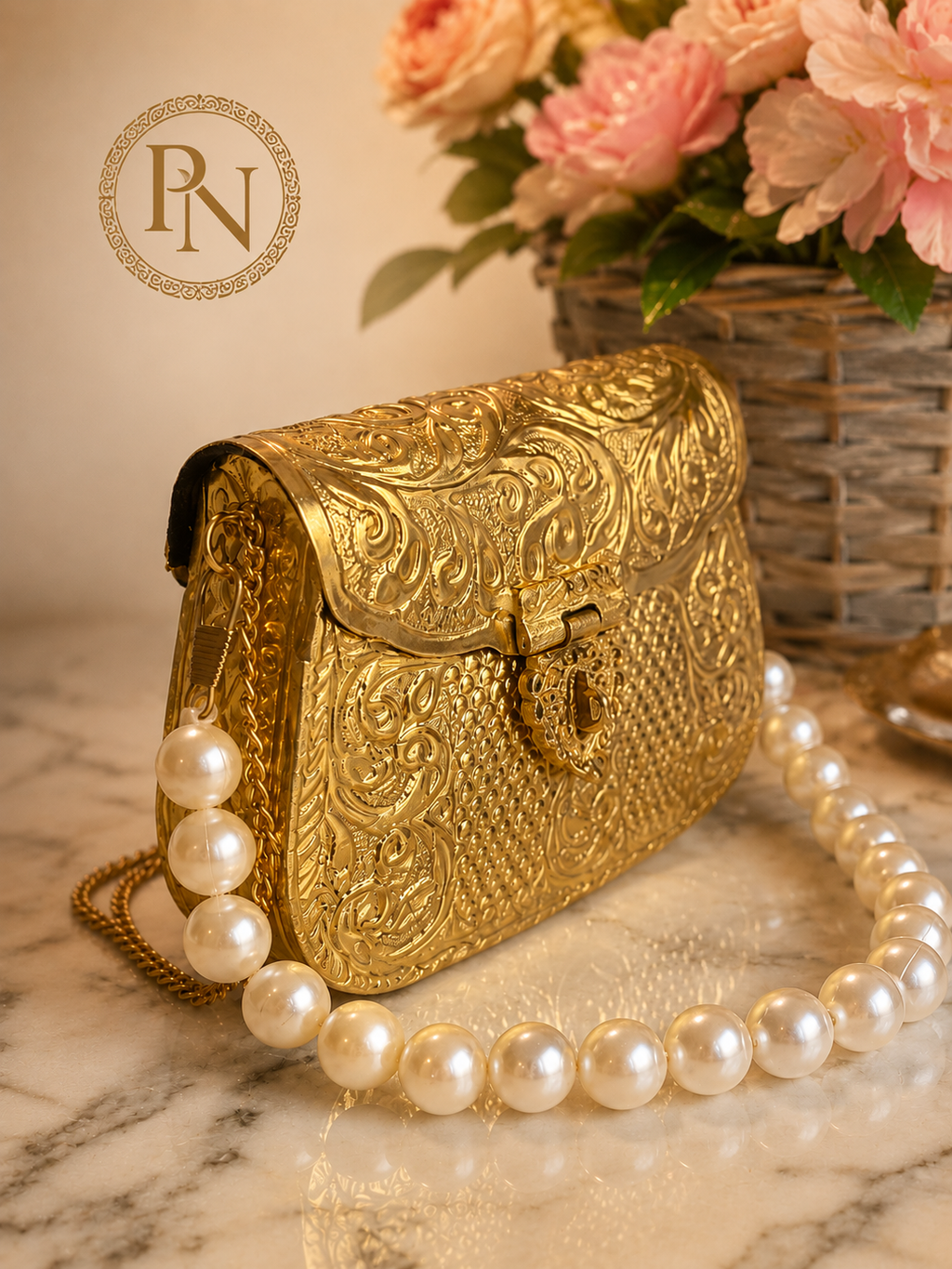 Yasmin Luxury Gold Brass Mini Clutch
