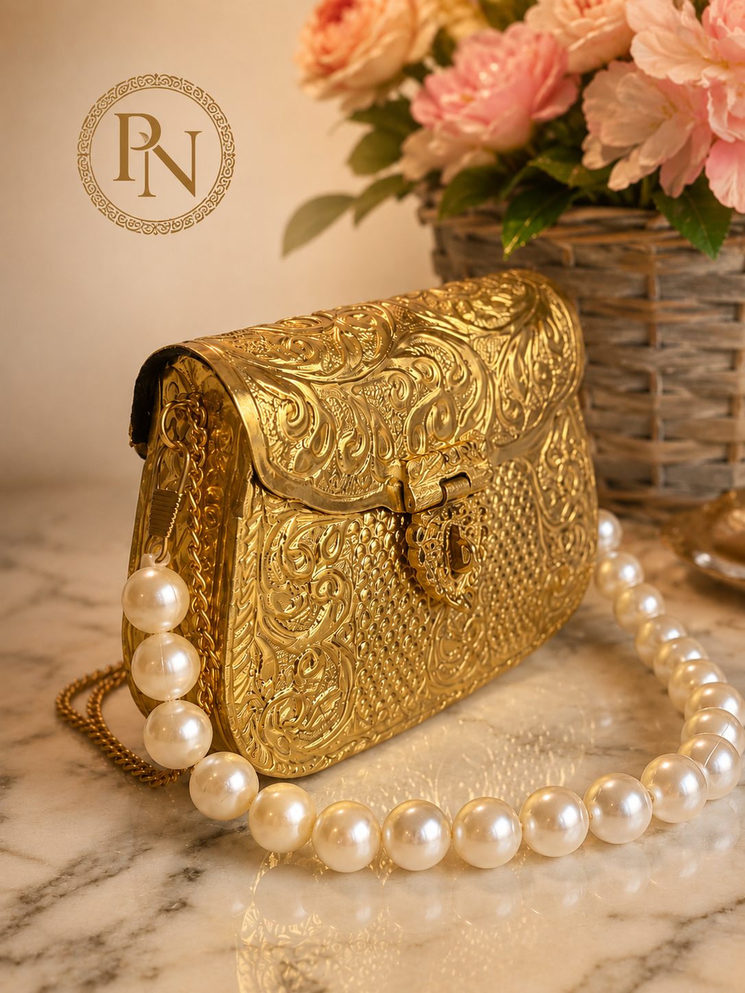Yasmin Luxury Gold Brass Mini Clutch