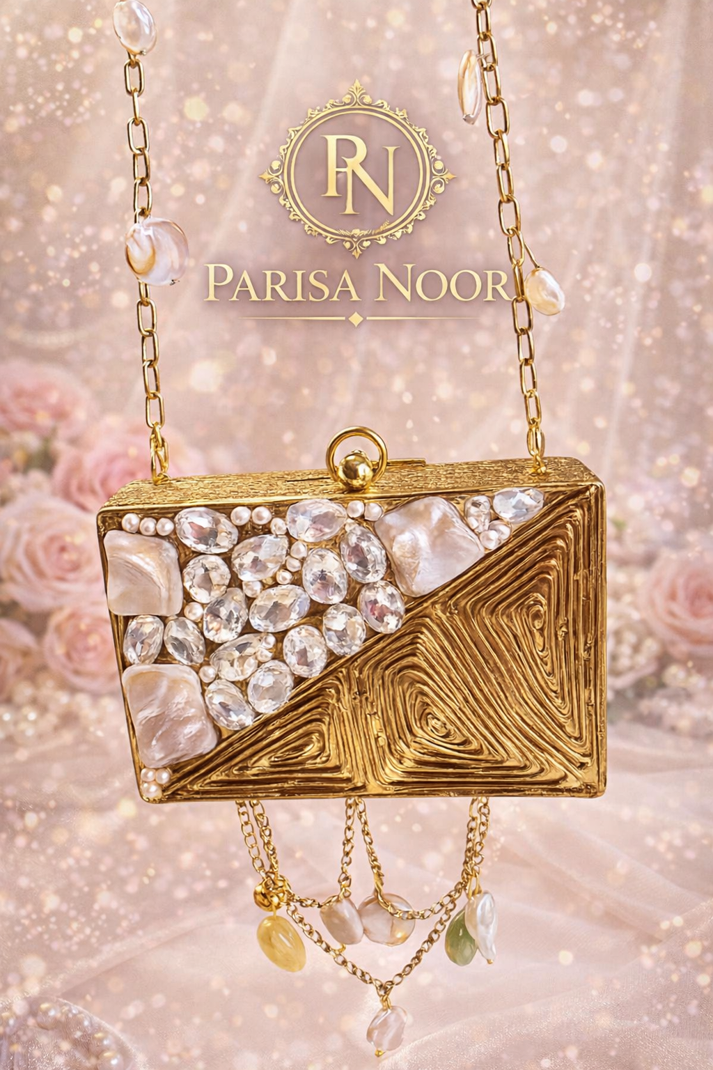Attika Brass Mini Mother of Pearl Clutch