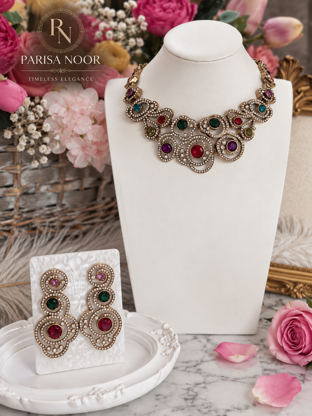 Ruhika Multicolour Designer Zircone Necklace Set