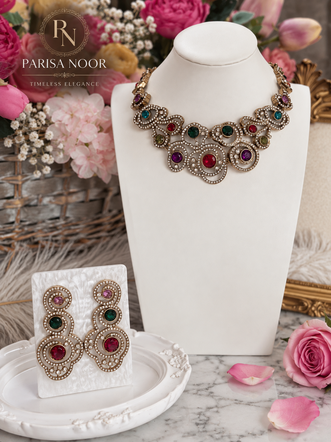 Ruhika Multicolour Designer Zircone Necklace Set