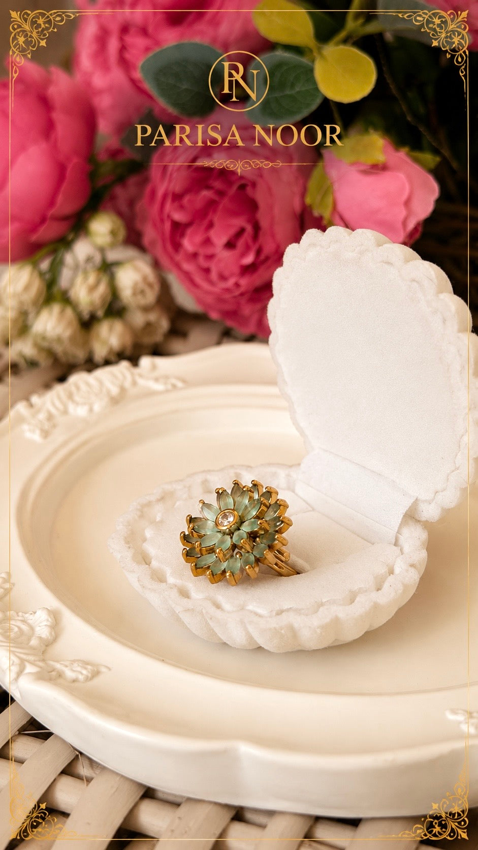 Celeste Bloom Statement AD Ring Adjustable