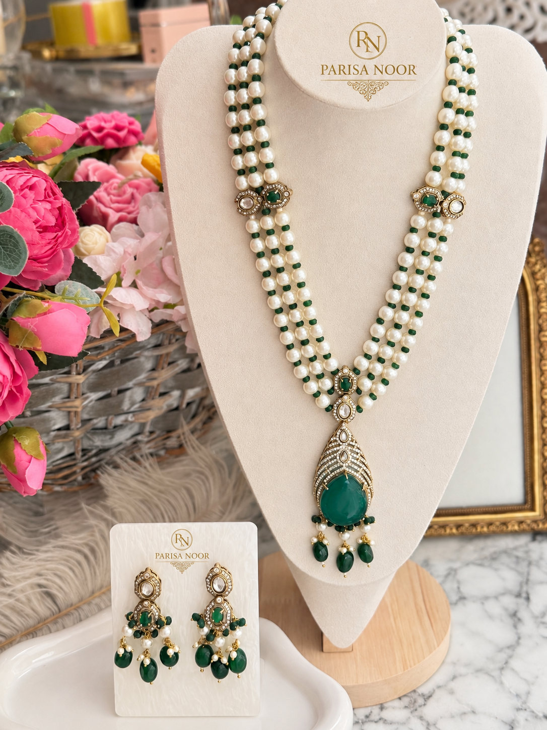 Arabella Victorian Emerald Designer Long Mala