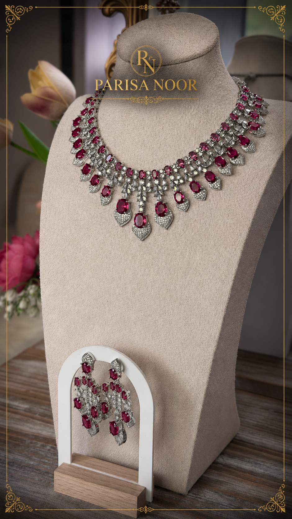 Ruby Royal Moissanite Necklace Set