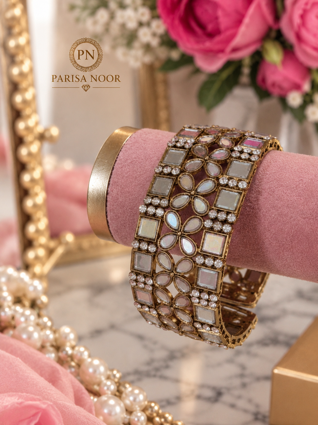 Mirraya Mirror-Work Openable Keda Bangle