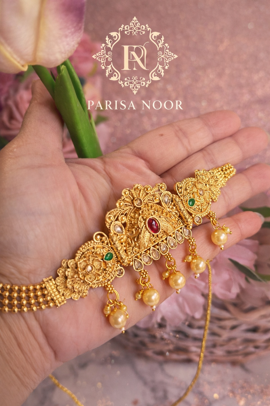 Zarqash Choker Necklace Set with Earrings