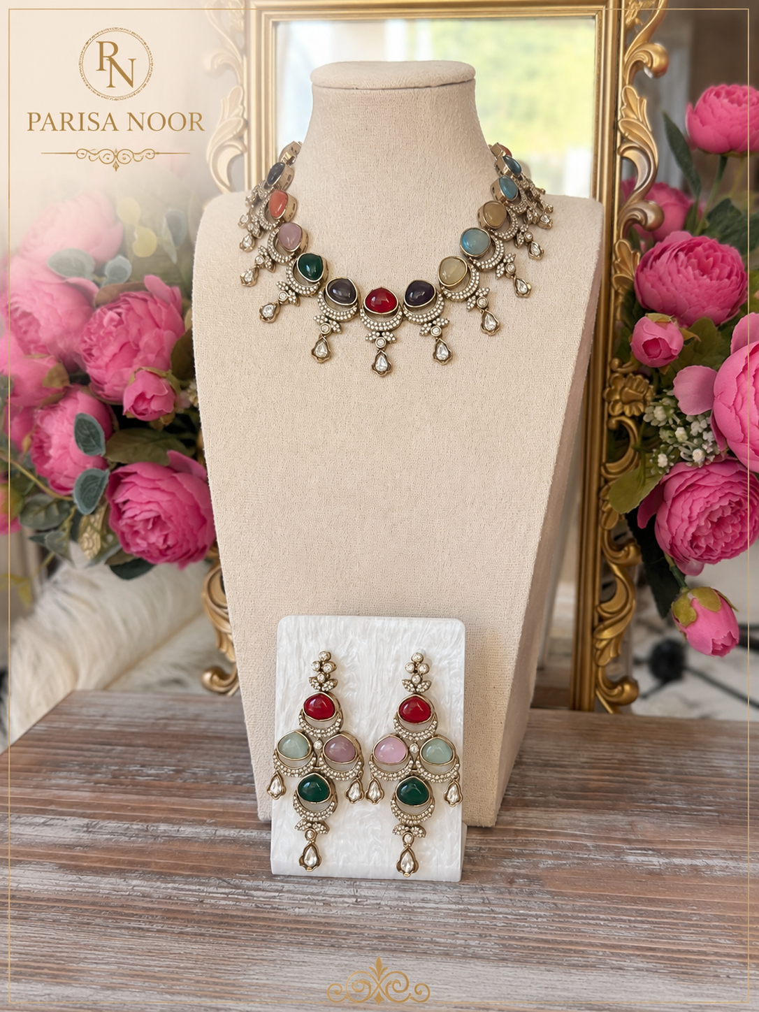 Sharvari Victorian Polki Multi Kundan Necklace Set