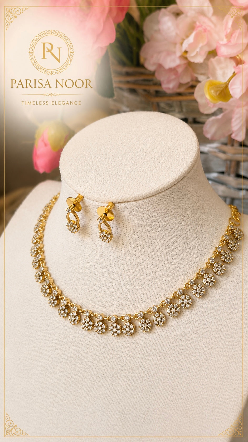 Elara Flower Diamond Necklace Set