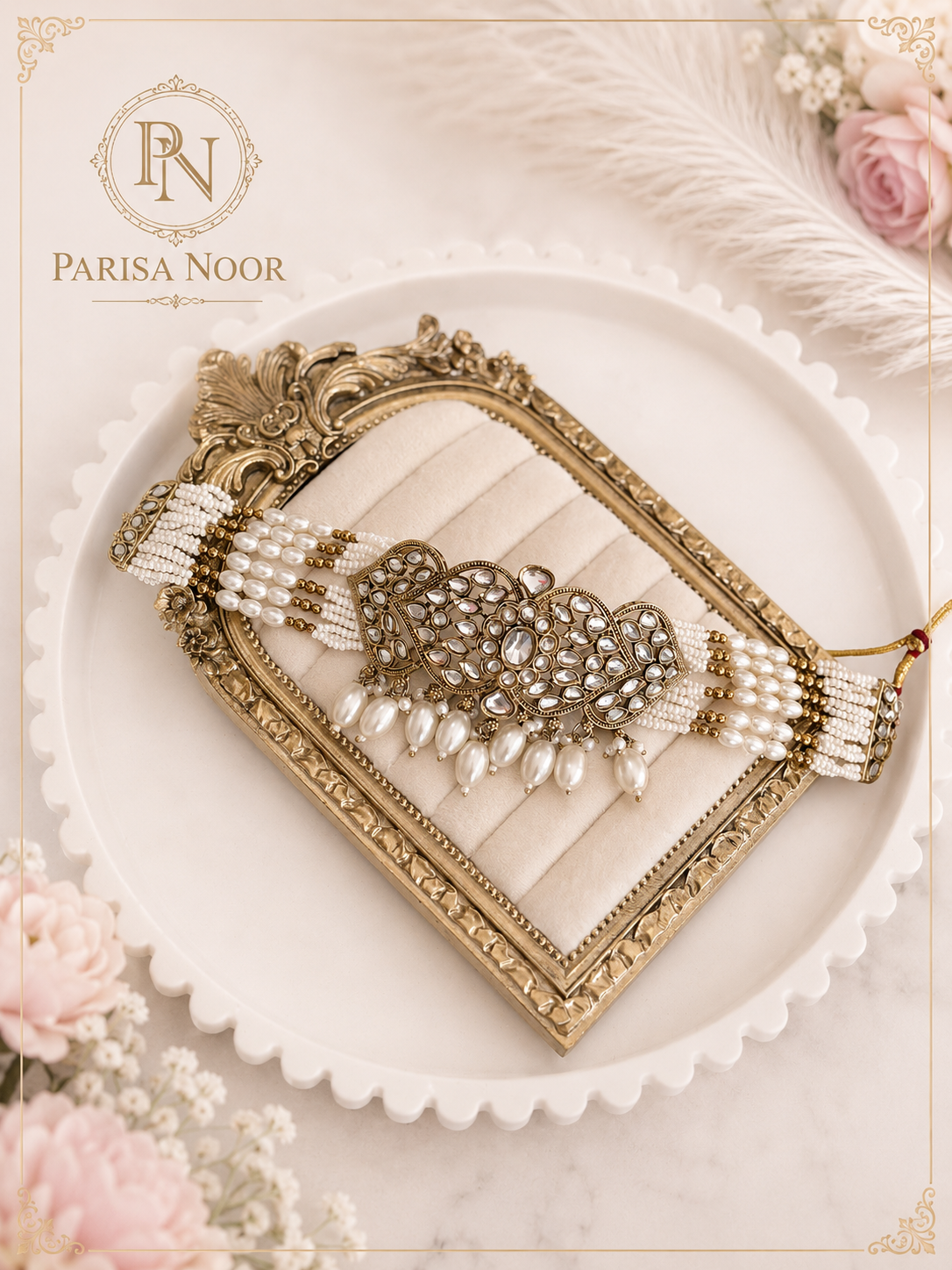 Aarini Kundan Pearl Choker Set