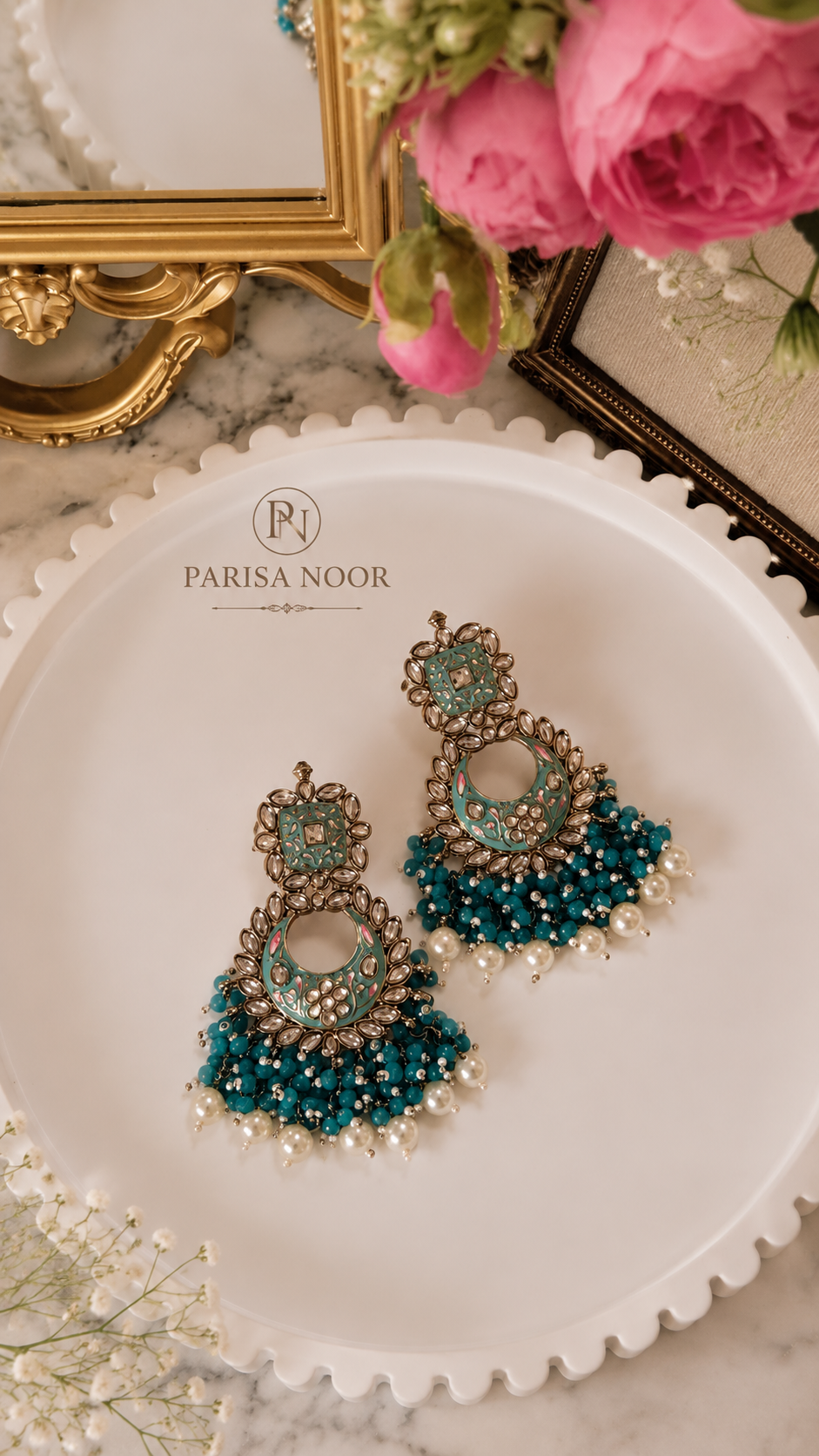 Meherza Meenakari Kundan Statement Earrings