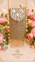 Brass Mother of Pearl Mobile Clutch Bag Gold