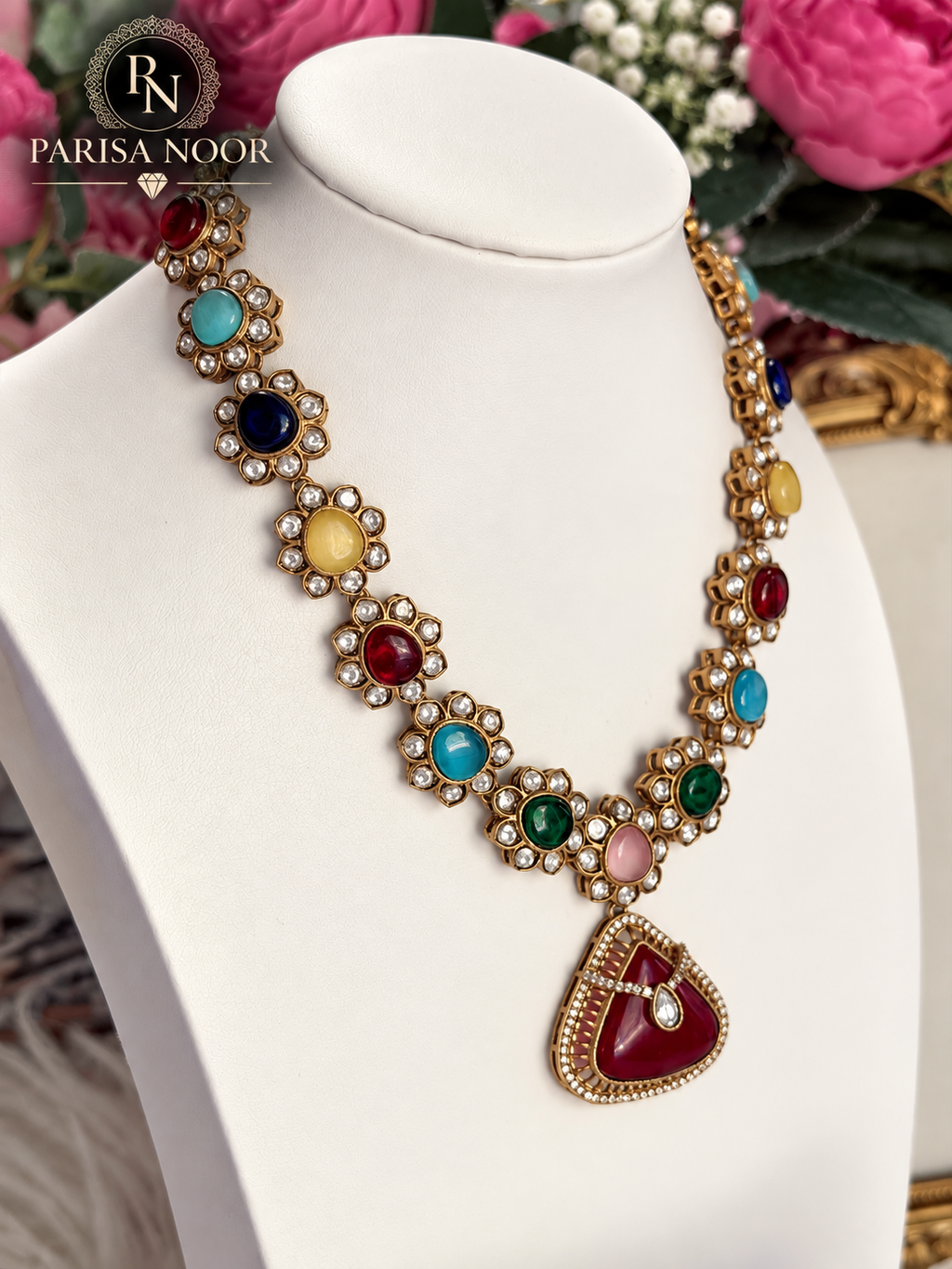 Ravelle Multicolour Kundan Designer Necklace Set