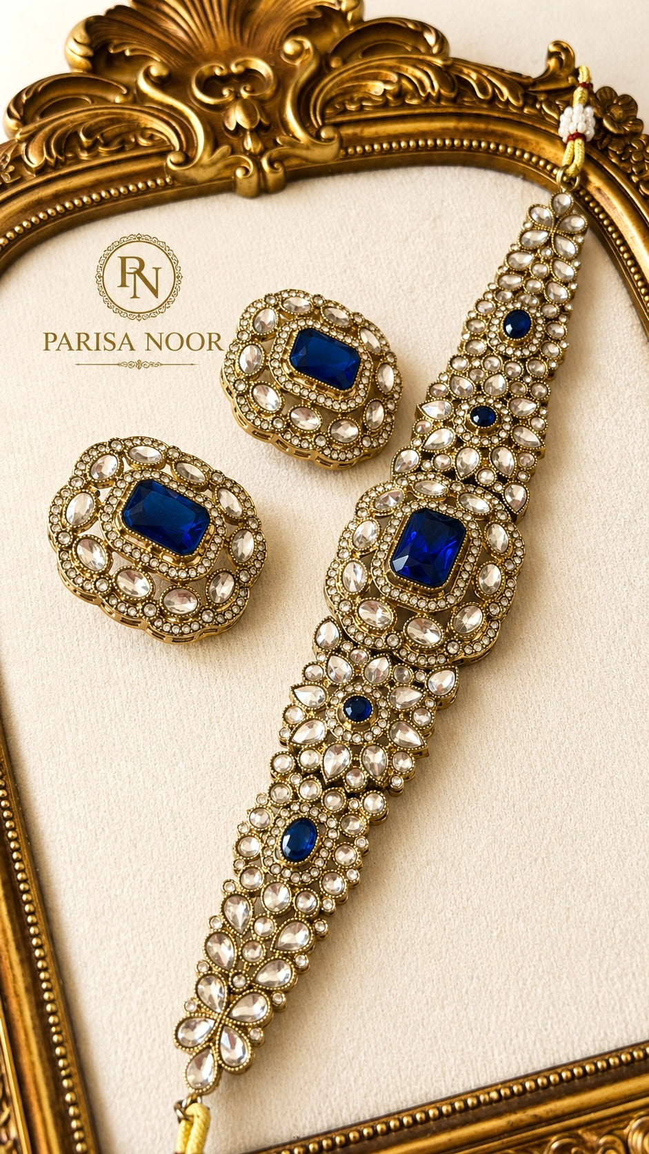 Nivedi Choker Necklace Set - Royal Blue