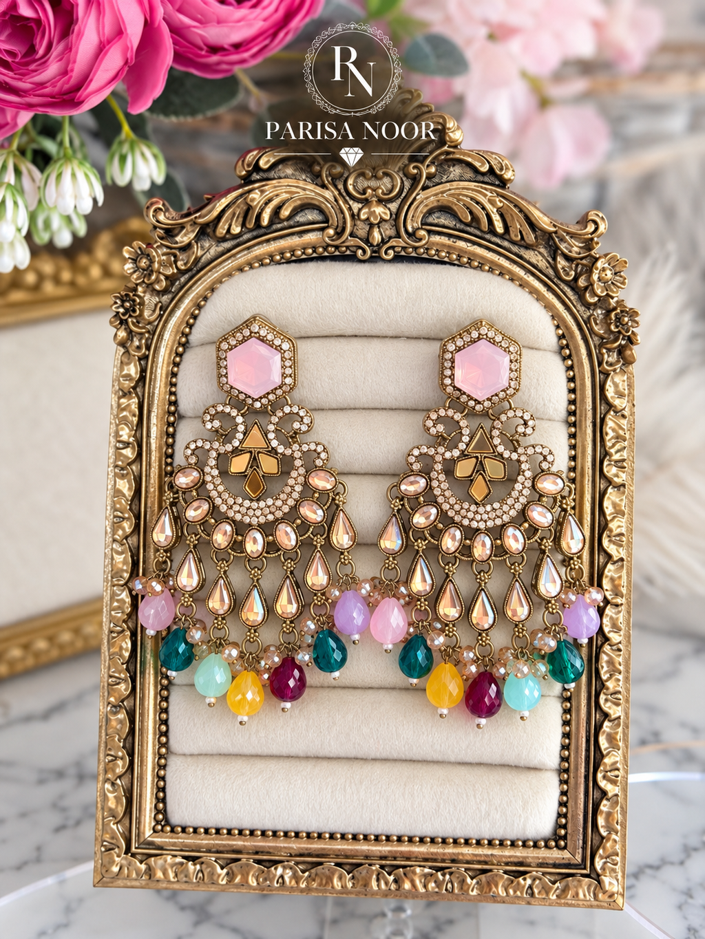Nivara Designer Chandbali Statement Earrings