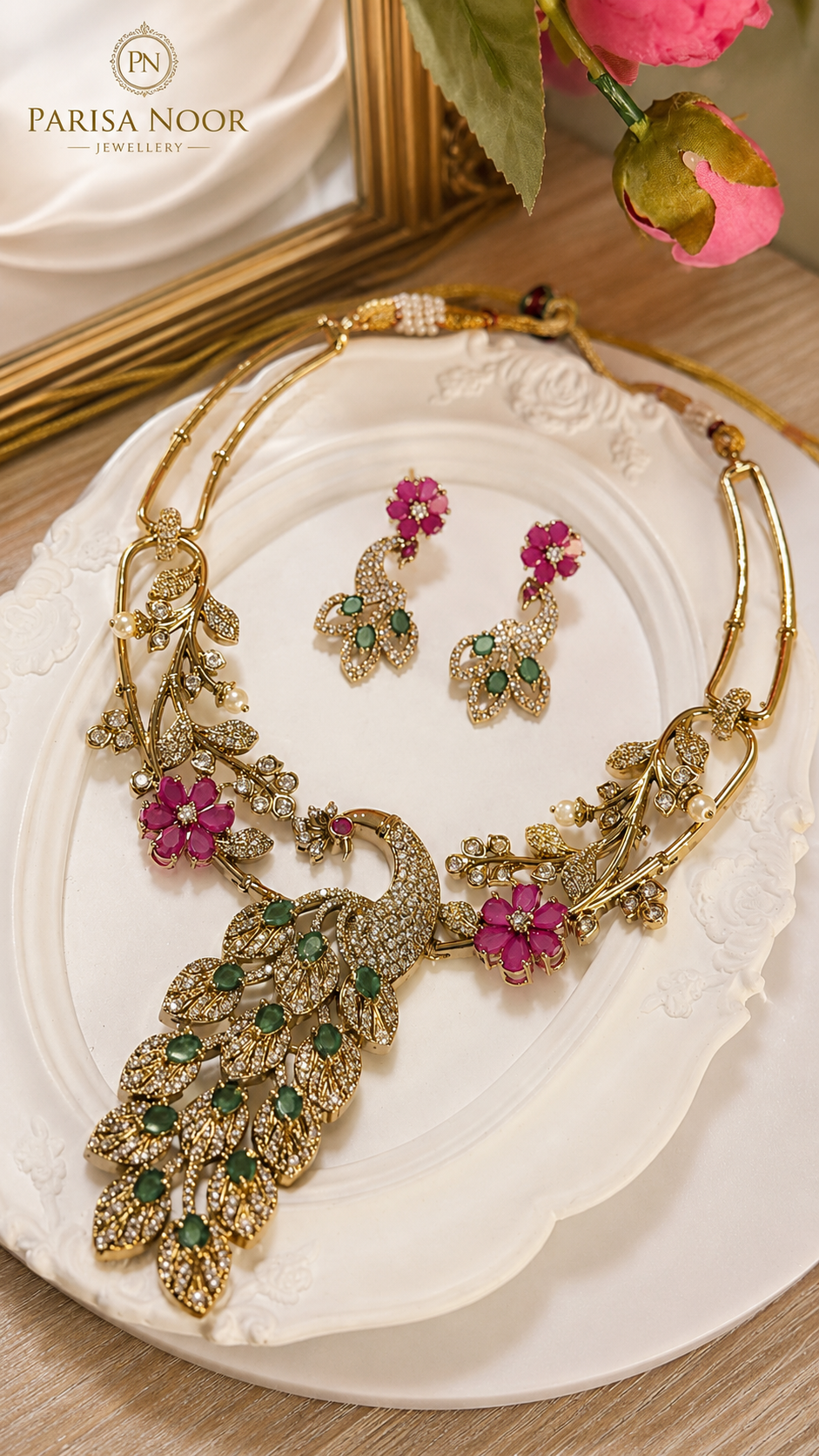 Mayura Blossom Victorian Designer Necklace Set