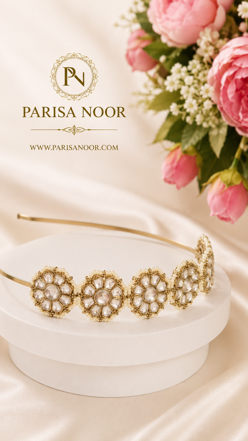 Aabroo Pearl Kundan Sheeshphool Ethnic Headband
