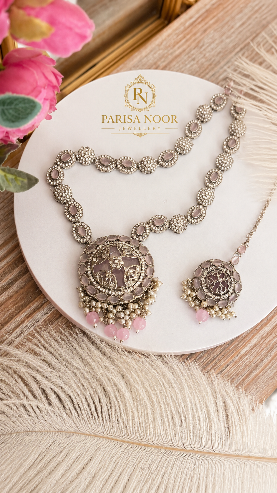 Rimsha Pink Kundan Long Mala Set