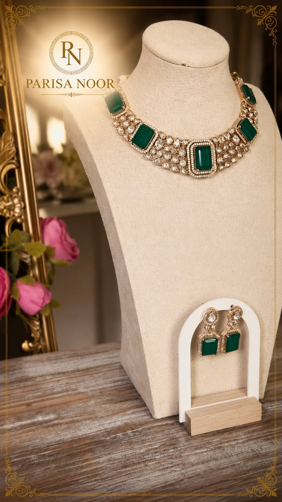 Amani Luxury Emerald Moissanite Necklace Set