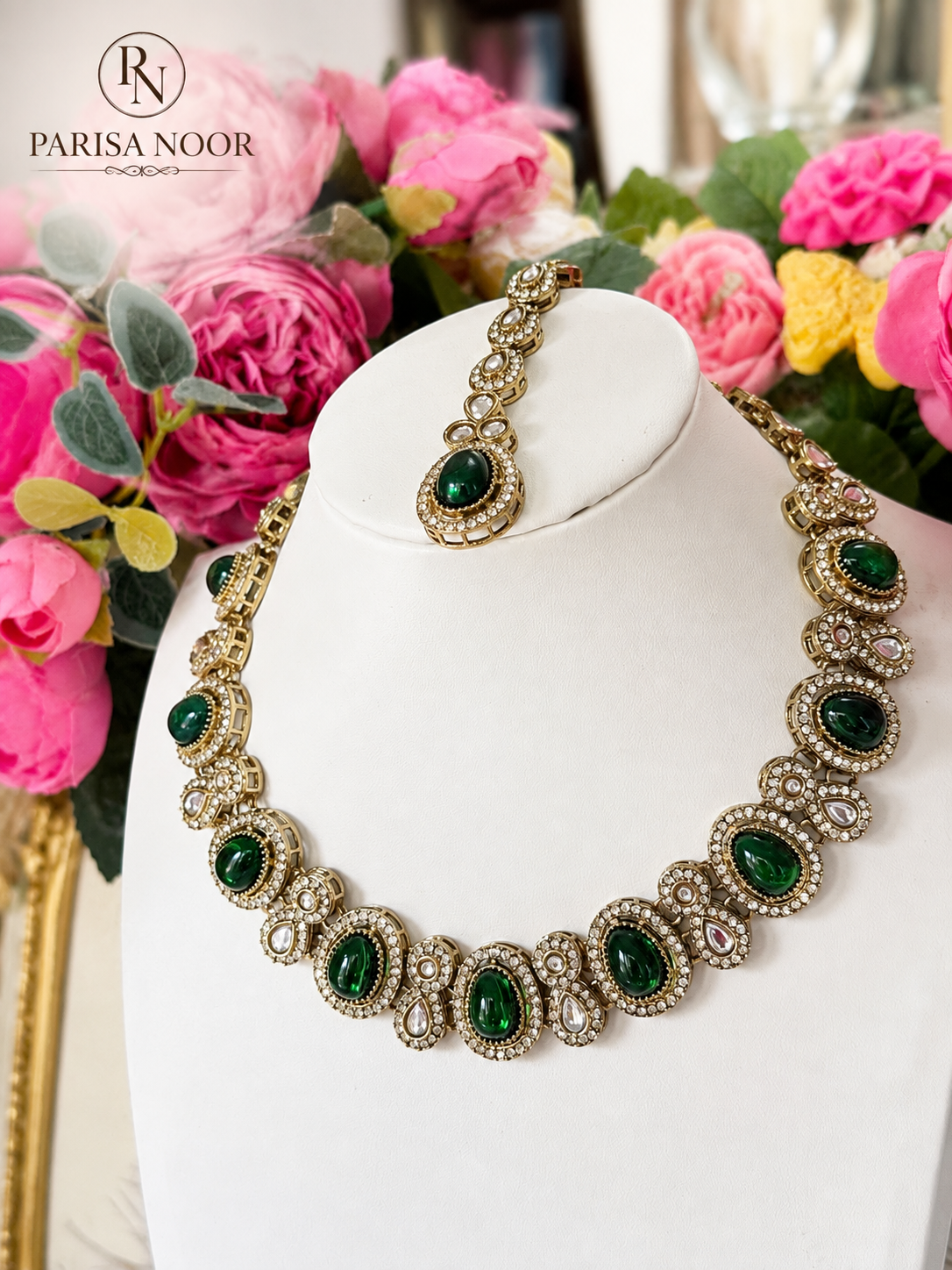 Ehsaas Polki Kundan Green Necklace Set