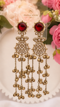 Imana Kashmiri Ghungru Earrings Ruby Red