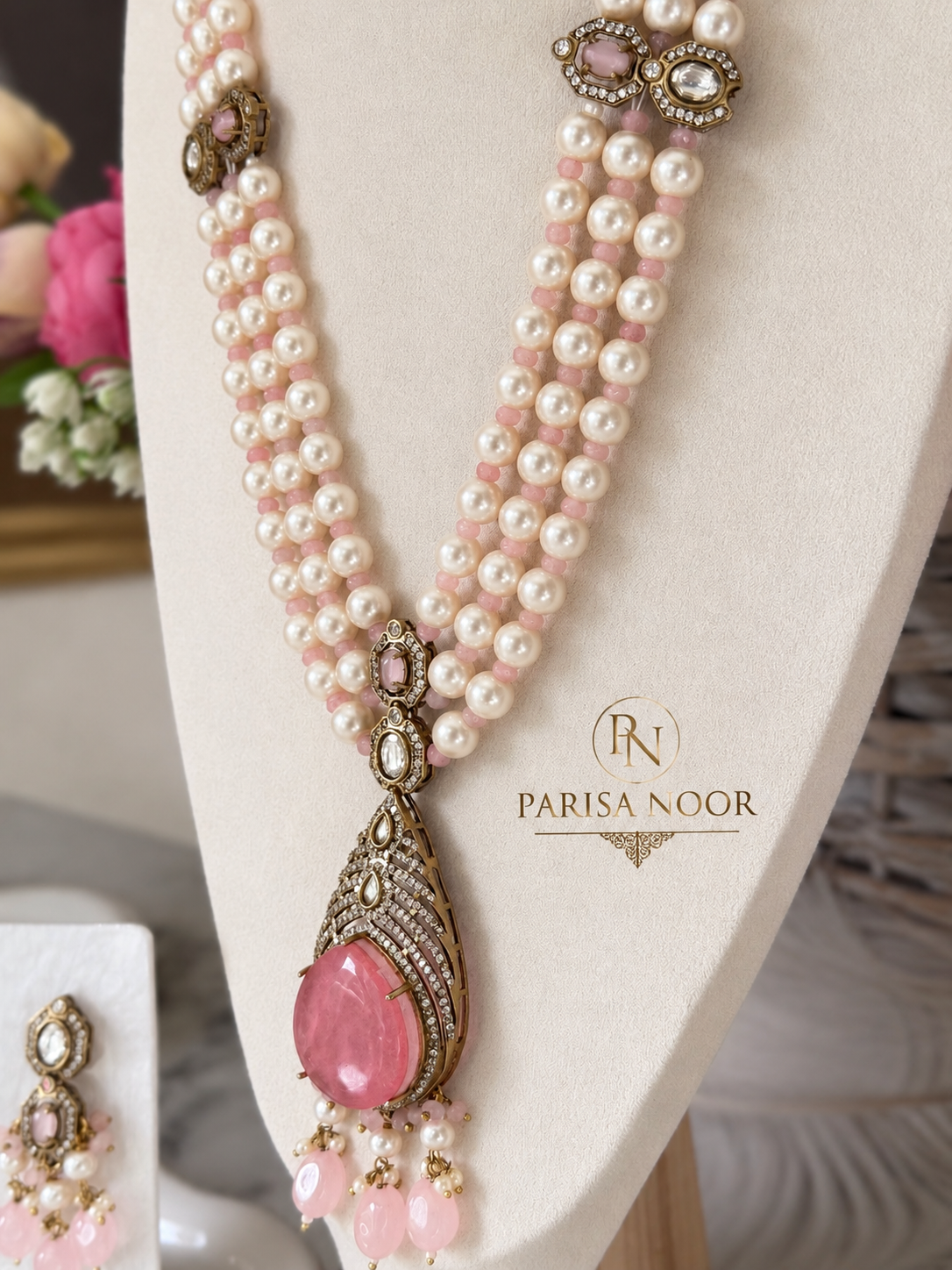 Arabella Blush Pink Victorian Designer Long Mala