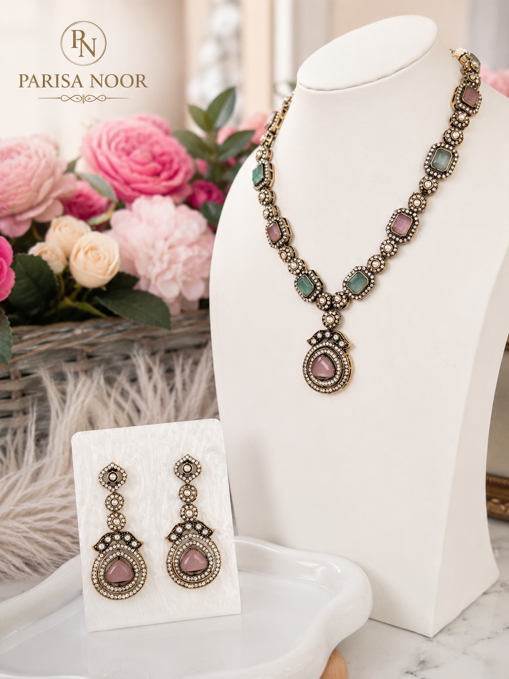Deena Pastel Kundan Necklace Set