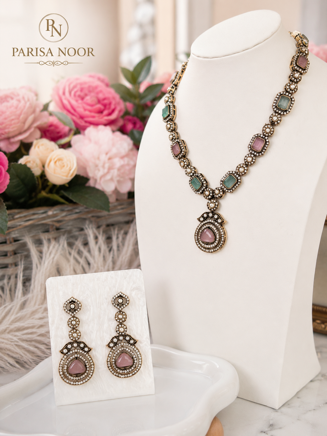 Deena Pastel Kundan Necklace Set